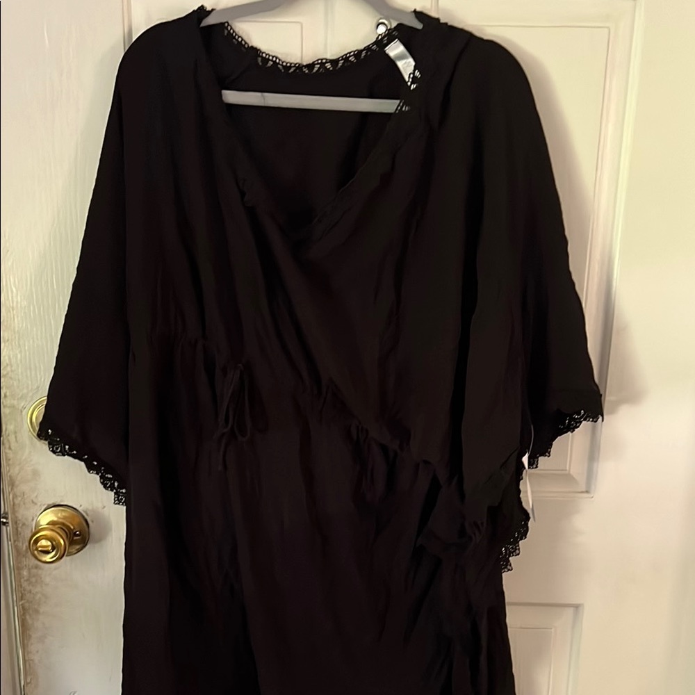 Black Lace Trim Kaftan